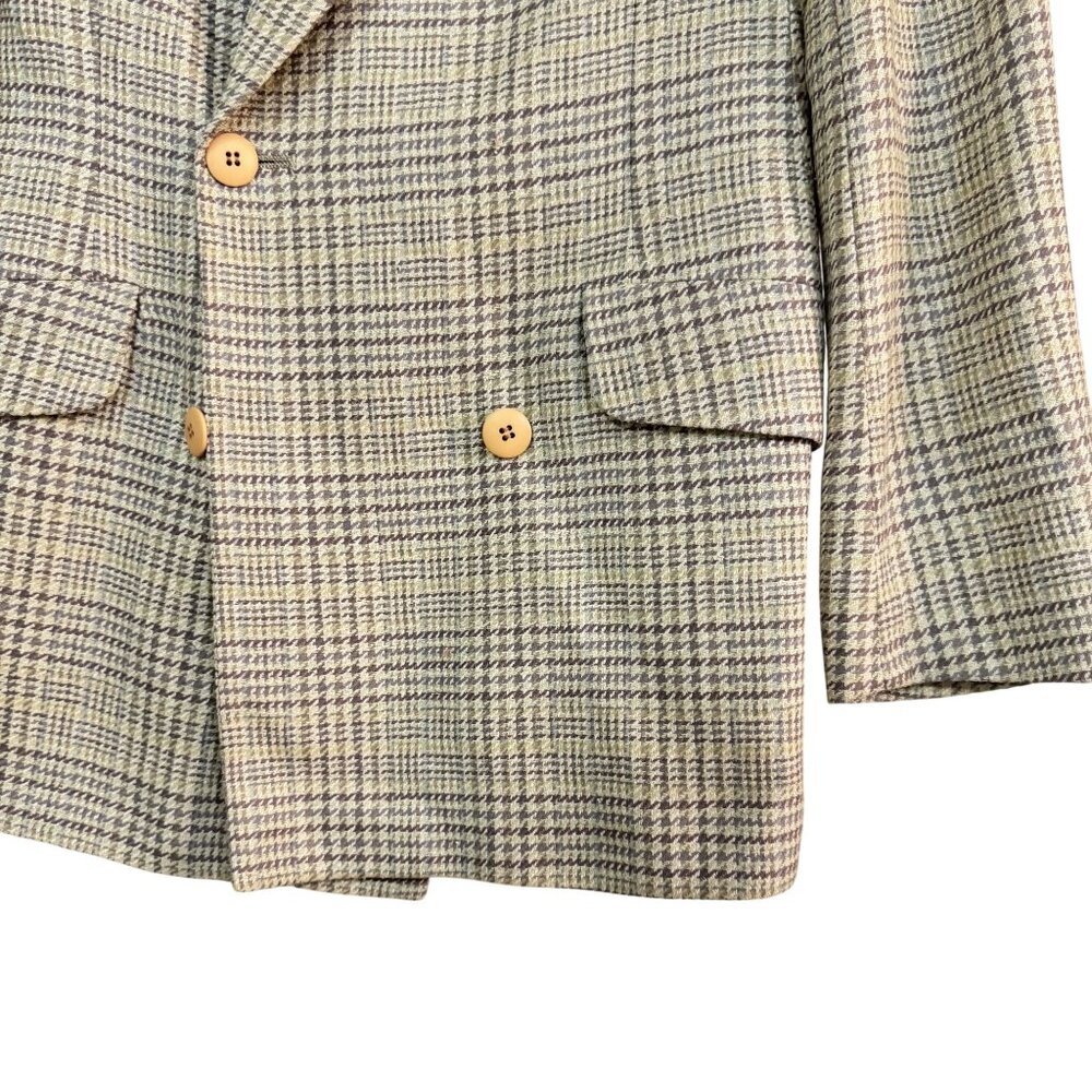 Vintage Burberrys Double Breasted Plaid Wool Blazer Jacket 90s Tailored Coat 8 - Picture 4 of 8